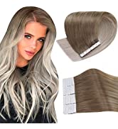 Easyouth Tape in Extensions Human Hair Ombre Brown to Ash Blonde Hair Tape Extensions 40g 20Pcs 1...