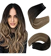 Easyouth Brown Balayage Weft Human Hair Extensions Ombre Brown to Blonde Weft Extensions Real Hai...