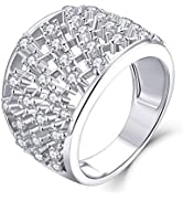 JO WISDOM Women 925 Sterling Silver Oval Halo Engagement Ring