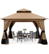 ABCCANOPY 3x3M Patio Gazebos With Side Panels And Door Wall for Patios Garden Backyard Shade and ...