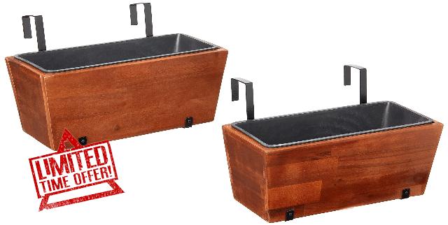 Amazon Aware Acacia Wood 18-Inch Hanging Rectangular Garden Planter