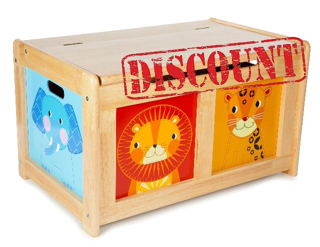 Tidlo Wooden Natural Jungle Toy Chest - Storage