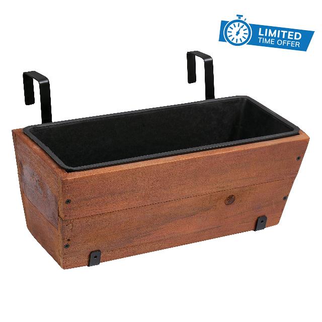 Amazon Basics Recycled Wood Deck Hanging Planter - 2-Pack