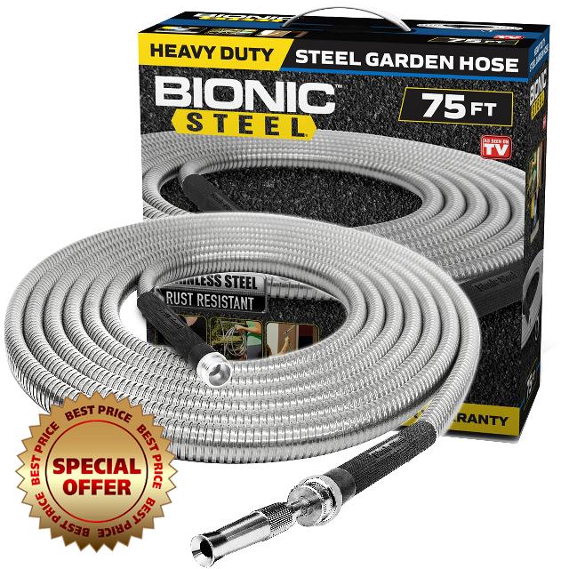 Bionic Steel 75 Foot Garden Hose 304 Stainless Steel Metal Hose – Super Tough & Flexible Water Hose