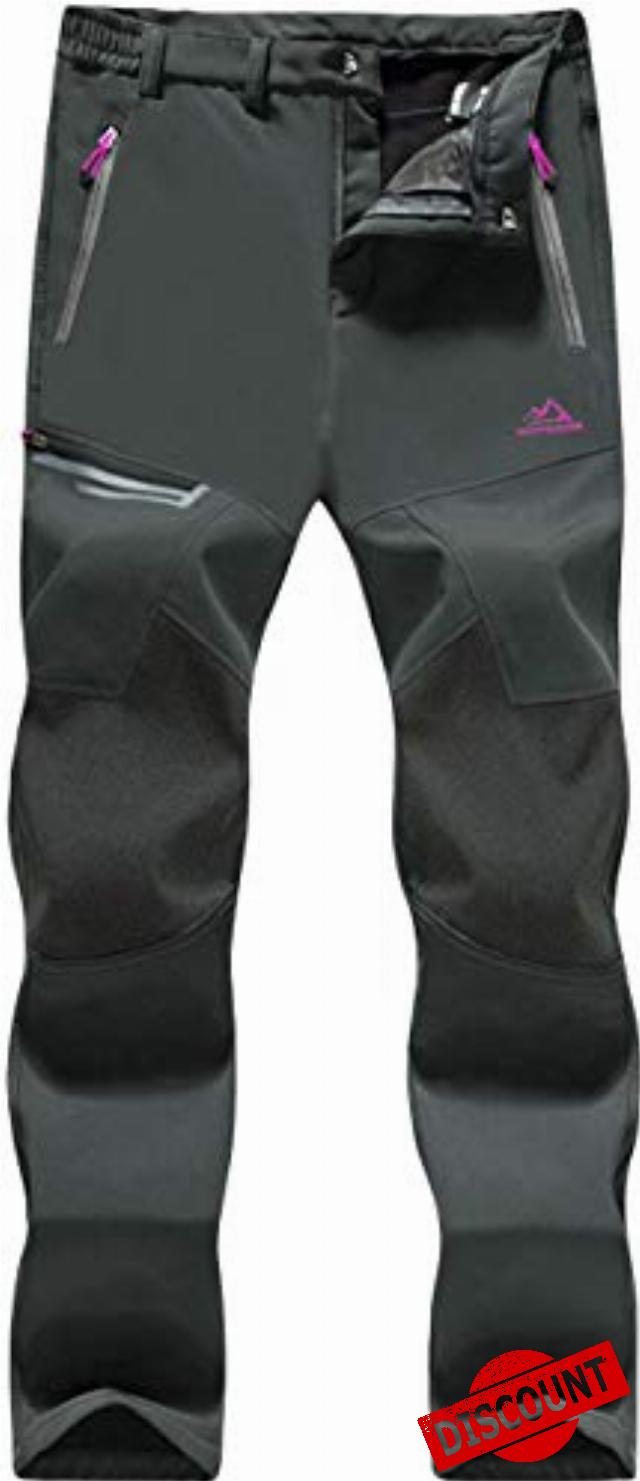TACVASEN Women's Trousers Winter Outdoor Fleece Ladies Water-Resistant Trousers with Zip Pockets