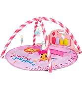 COSTWAY Baby Play Mat, Kick & Play Piano Gym Activity Center with Lights, Music, 4 Rattle Pendant...