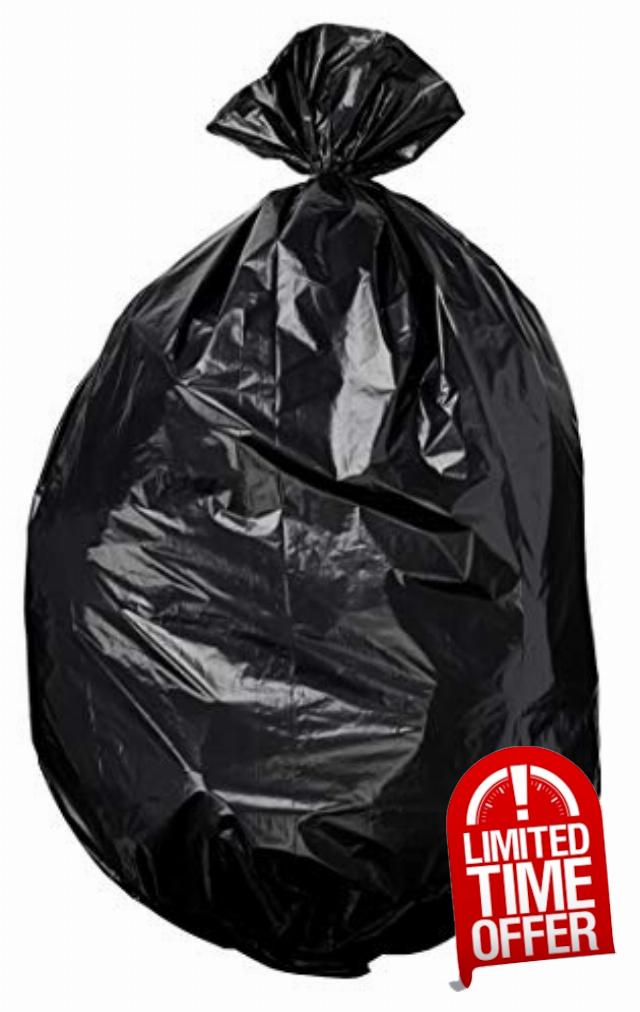 AmazonCommercial 95 Gallon Trash Bags 61" x 68" - 2 MIL Black Commercial Garbage Bags - 25 Count