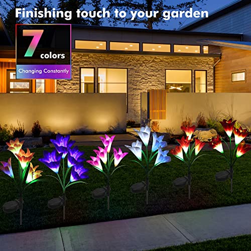 4 Pack Solar Decorative Lights with 16 Lily Flower