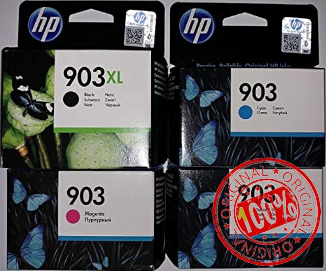 HP 903Xl black and HP 903 1x cyan/magenta/yellow original Ink cartridges for HP Officejet 6950