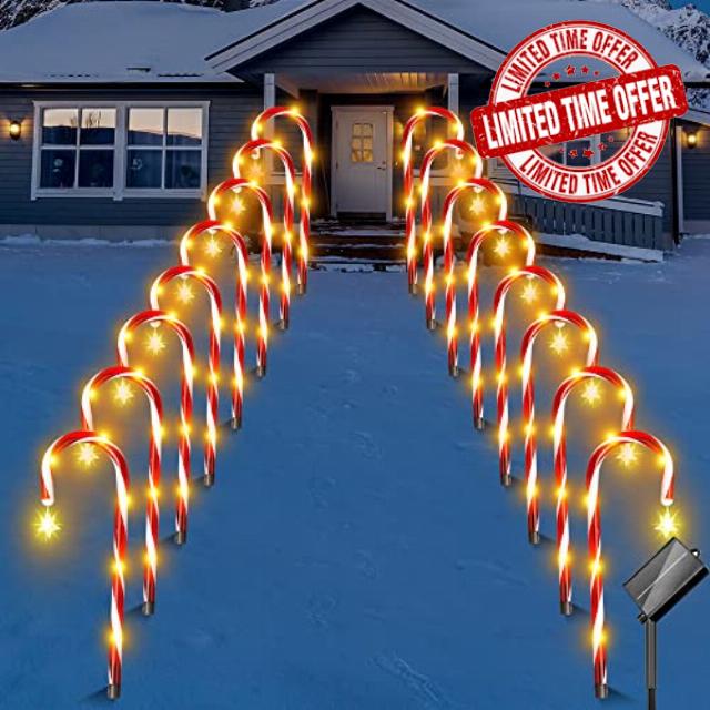 Christmas Candy Cane Lights 16 Pack