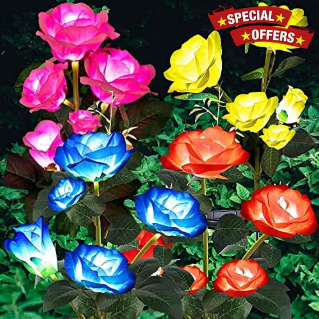 yeuago Solar Garden Llights - Flowers Roses Lights Outdoor Garden Decorative