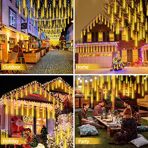 Meteor Shower Lights 19.7 inches 10 Tubes 540 LED Icicle Cascading Lights Falling Rain Snow Lights Connectable for Xmas Tree Yard Garden Party Holiday -Warm White