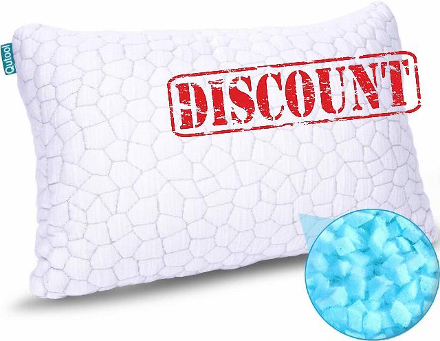 Cooling Bed Pillows for Sleeping Shredded Memory Foam Pillows - Gel Pillow Firm yet Support Adjustable Bamboo Pillows for Side Stomach&Back Sleepers Washable Removable Cover Standard Size (Pack of 1)