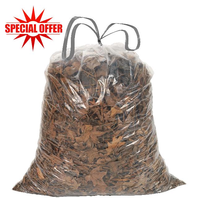 Aluf Plastics 39 Gallon 1.0 MIL Clear Drawstring Trash Bags - 33" x 40" - Pack of 70 - For Home