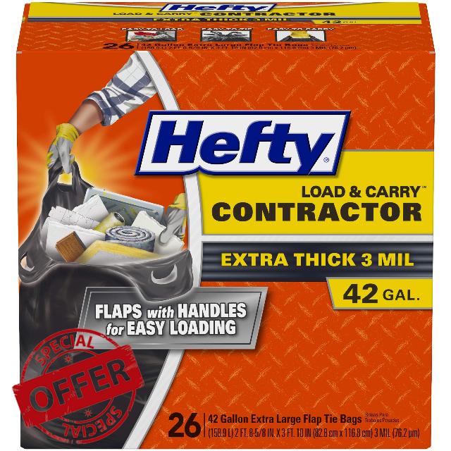 Hefty Load & Carry Heavy Duty Contractor Large Trash Bags