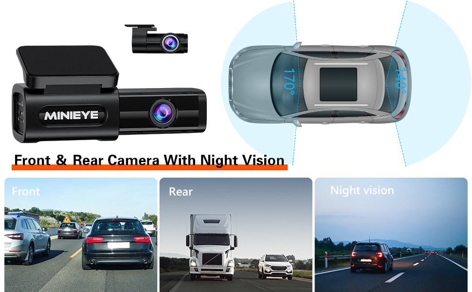 4k dash cam, front and rear dash cam, dual dash cam, adas dash cam, forward collision warning