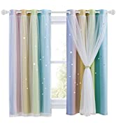 PONY DANCE Blackout Curtains for Living Room - 84 Inch Drop Curtain Eyelet Top Thermal Door Curta...