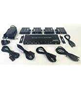 FOURKAY 1x8 4K HDMI Splitter Extender over Cat6 Cat7 Ethernet with 8 PoC receivers. HDMI Loop Out...