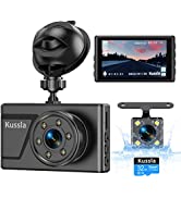 Dash Cam Front and Rear Inside 3 Channel Dashcam for Cars 1080P Dash Camera Adjustable Lens 3 Way...