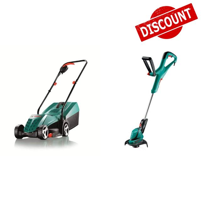 Bosch Rotak 32R Electric Rotary Lawnmower with 32 cm Cutting Width & Bosch ART 24 Electric Grass Trimmer