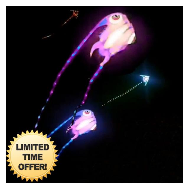 MRXFN kids toys Led Fish Kite Flying Trilobites Factory Kite for Adults Kite String line Windsurfing Outdoor Sport (Color : 16sqm)