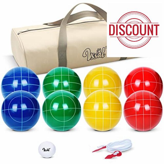 VSSAL Bocce Ball Set 90/100/107mm for Backyard Lawn Beach Outdoor Family Bocci Yard Game for Kids