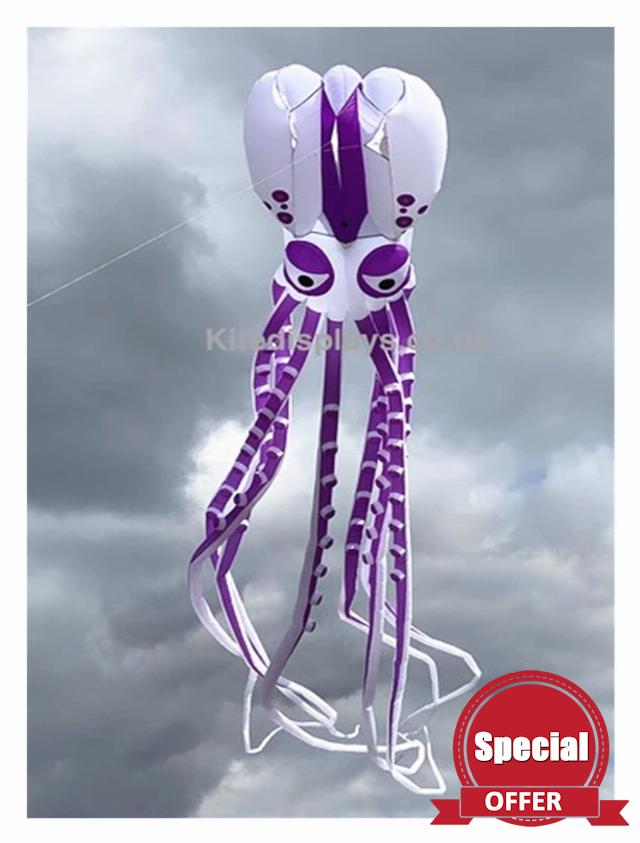 MRXFN kids toys Octopus Kite Inflatable Kite Flying Nylon Soft Kites for Adults Professional Kites Factory Giant Kites (Color : 20m Whitepurple)