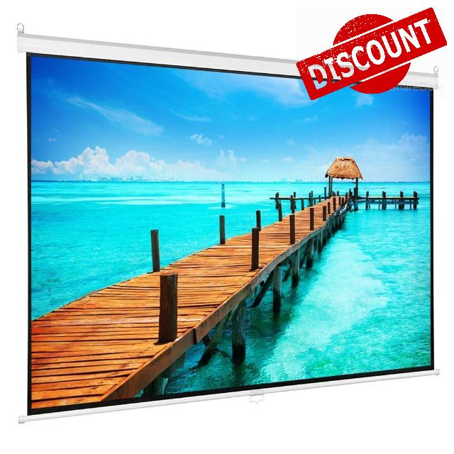 60-84 Inch HD 16:9 Manual Pull Down Projector Screen Self Locking Matte White Fabric Fiber Glass Movie Screen for Home Theater (Size : 60 inch) (84 inch)