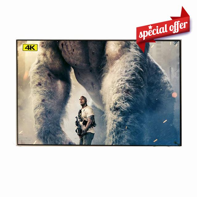 DSFEOIGY Ambient Light Rejecting ALR 80 90 100 120 133 Inch Fixed Thin Frame Projector Screen for Home Theater Projection (Size : 92 inch)