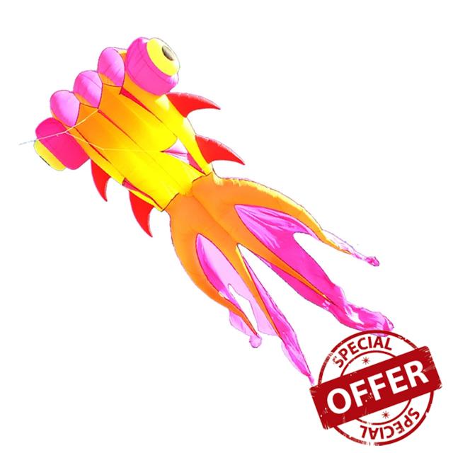 MRXFN kids toys Outdoor Fun Sports 11M Goldfish Kite/Fish Soft Inflatable with Handle Line Good Flying (Color : 11m Pink Yellow)
