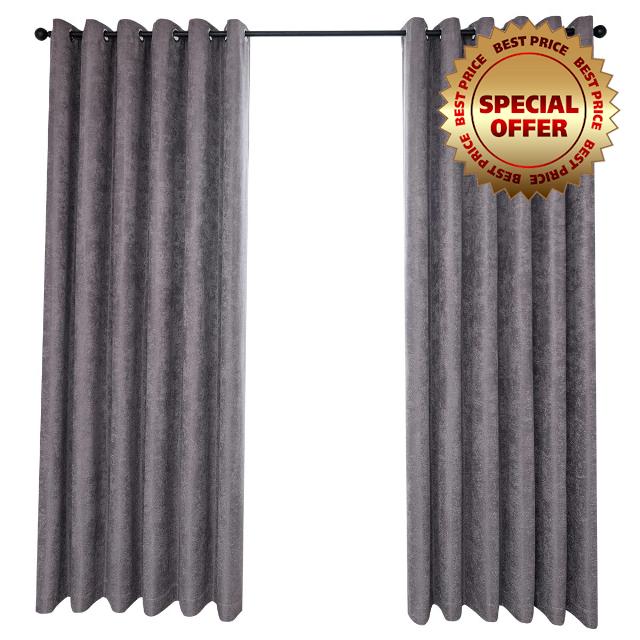 QINUO HOME Faux Linen Curtains 90 Drop - Blackout Eyelet Curtains for Bedroom/Living Room