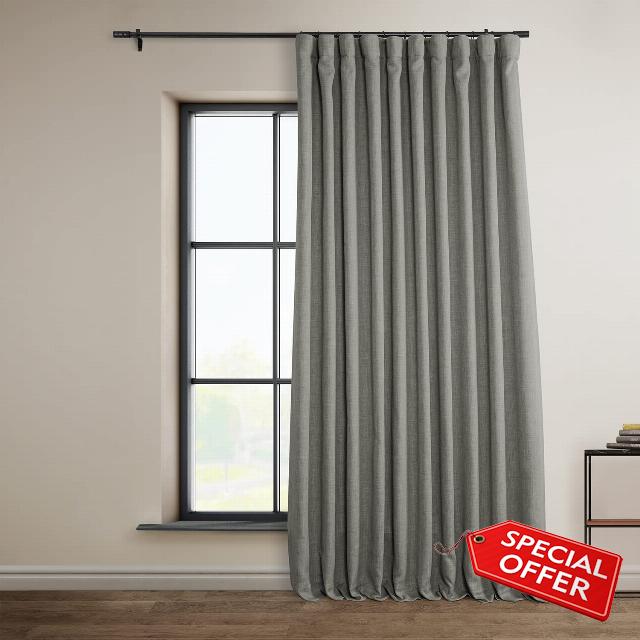 HPD Half Price Drapes BOCH-LN-DW-P Extra Wide Linen Room Darkening Curtain (1 Panel) 100 X 84