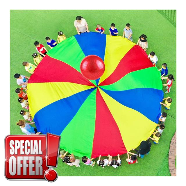 Rainbow Parachute Rainbow Parachute | Kindergarten Fitness Toys Exercise Kids Arm Strength | Outdoor Lawn Games (Size : 10m)