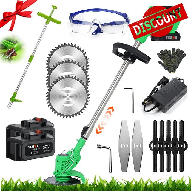 Cordless Electric Lawn Mower Portable Small Stretchable String Trimmer with Weed Grass Cutter Kit House Handheld 36v Brush Cutter Weeder Pruning Tool for Garden Lawn & Outdoor Gardening