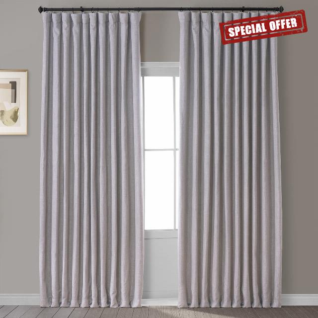 HPD Half Price Drapes BOCH-LN-DW-P Faux Linen Extra Wide Room Darkening Curtain (1 Panel)