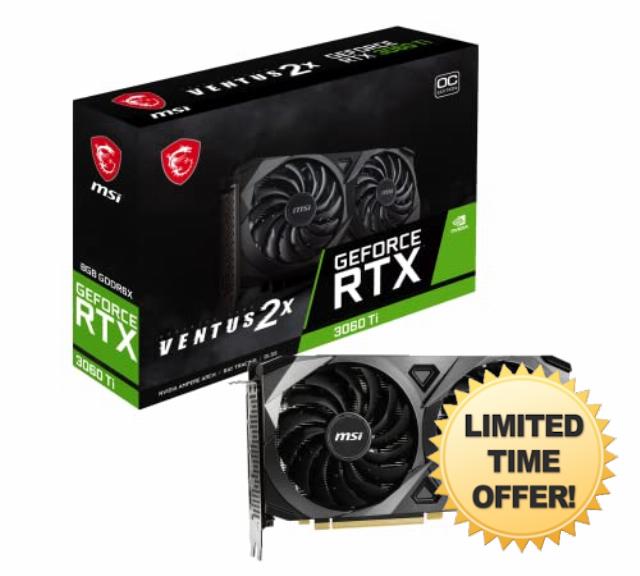 MSI GeForce RTX 3060 Ti VENTUS 2X 8GD6X OC Gaming Graphics Card - 8GB GDDR6X