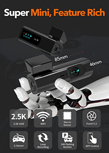 Full HD 1600P Recorder Dashboard APP Control with Night Vision Wide Angle WDR G-Sensor Parking Monito