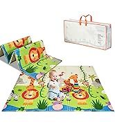 Maxmass Foldable Baby Play Mat, Reversible Large Crawling Mat with Carrying Bag and Double-Sided ...