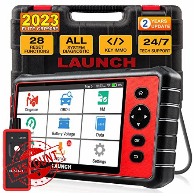 LAUNCH CRP909E OBD2 Scanner All-system Car Diagnostic Tool + 28 Reset Service OBD2 Code Reader / 7” Touchscreen Diagnostic Tool IMMO/EPB/BMS/SAS/TPMS/AutoVIN/ABS Bleeding - 2 years free updates