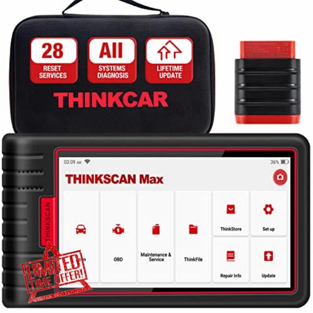 hinkcar ThinkScan Max OBD2 Diagnostic Tool OBD2 Scanner for Full System Diagnostic Bluetooth Adapter Diagnostic OBD2 Code Reader with 28 Lifetime Free Maintenance Services…