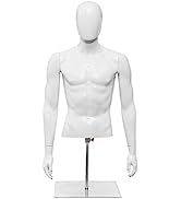 COSTWAY Female/Male Mannequin Half Body Manikin, Adjustable Height Man/Woman Model with Metal Bas...