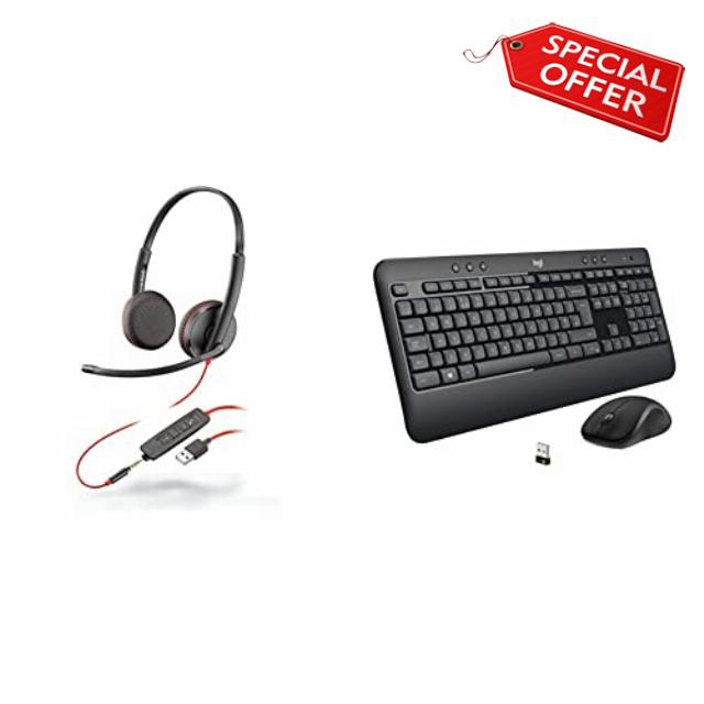 Plantronics - Blackwire 3225 USB-A Wired Headset - Dual-Ear with Boom Mic - Works with Teams