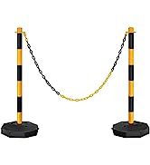 COSTWAY 6PCS Stanchions Set, Queue Safety Barrier with 100cm Detachable Chain and Fillable Base, ...