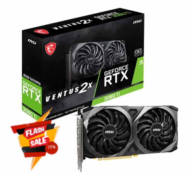 MSI GeForce RTX 3060 Ti VENTUS 2X 8G OCV1 LHR Gaming Graphics Card - 8GB GDDR6
