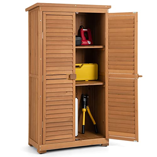 Wooden Waterproof Outdoor Tools Cabinet with Removable Shelves