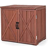 COSTWAY Outdoor Garden Storage Shed, 4.5 x 3.5 ft Weather Resistant Tool Storage House with Locka...