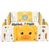 GYMAX Baby Playpen, 14 Panel Foldable Playard with Lockable Door and Non-Slip Suction Cup, Toddle...