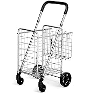 COSTWAY Folding Shopping Trolley, Collapsible Boot Cart with Wheels, Lid and Telescopic Handle, S...