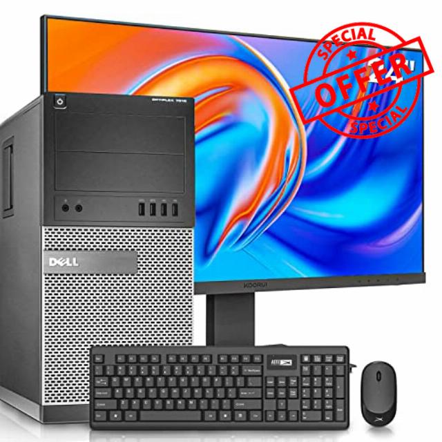 Dell OptiPlex 7010 Tower Computers PC and 24 Inch Monitor Bundle
