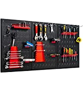 COSTWAY Electric Drill Storage Rack with Storage Shelf, Holds 4 Drills & Batteries, Hanging Wall ...